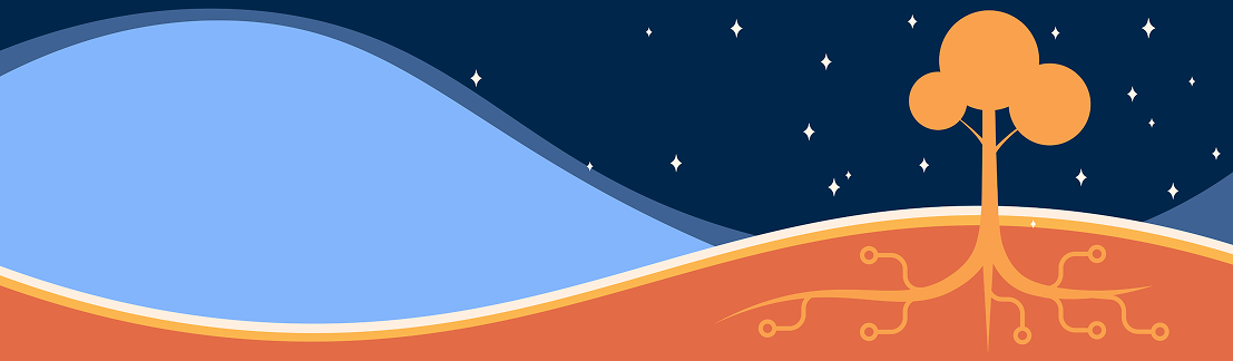 Tree with code branch roots banner graphic